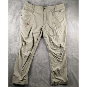 BRUNT MENS COSTELLO TECH PANTS SZ 46X34 BEIGE PERFORMANCE STRETCH RIPSTOP EUC